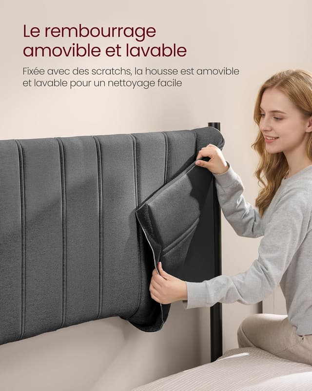 Thumbnail 3 de VASAGLE RMB973GN01 Cadre de lit 140x190 cm