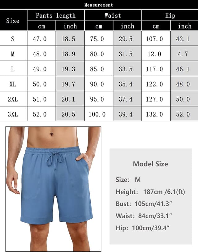 Detalle de Bresdk short de pyjama homme en coton 95%/élasthanne 5% avec cordon et poches