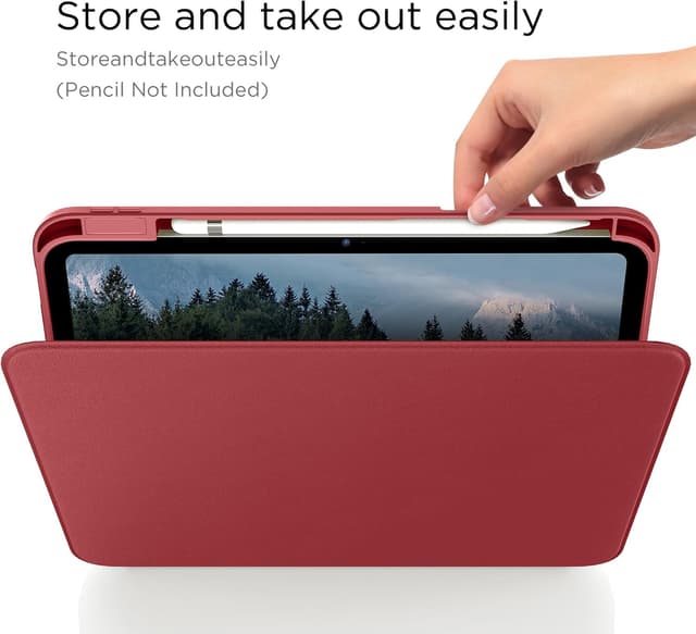 Detalle de CACOE 360 Rotating Case for iPad (A16) 11th/10th Generation with Pencil Holder – Wine Red