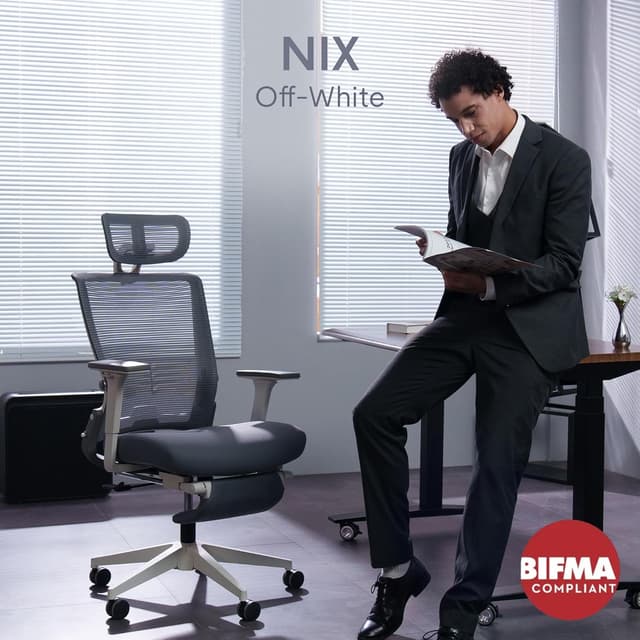 Detalle 2 de FLEXISPOT Foldex sedia da ufficio ergonomica pieghevole con schienale reclinabile, poggiapiedi e supporto lombare