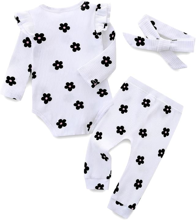 Detalle 2 de Fullfamous 3pc Baby Girl Romper Set 0-18M 👶