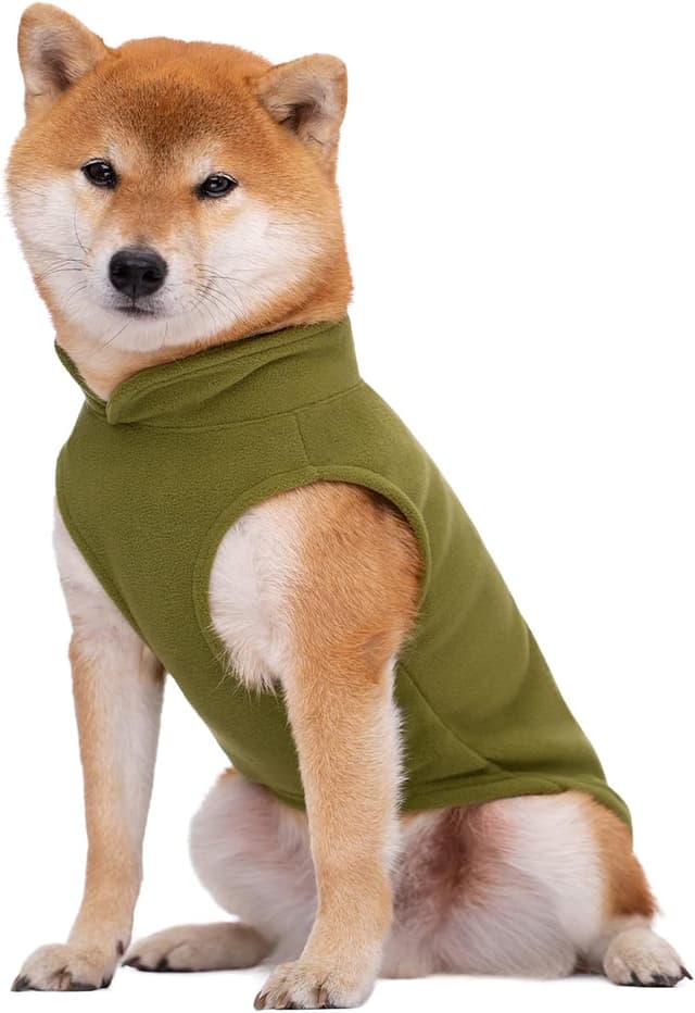 Detalle de Blue Dream Island Pet Clothes Dog Cold Weather Coat in Olive Green (with fleece vest and leash ring)