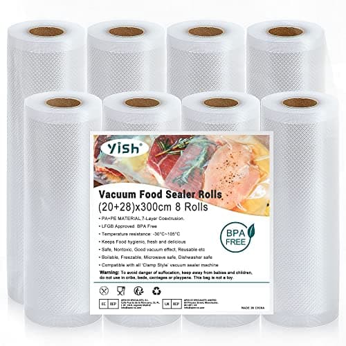 Detalle de YISH Rollos envasadora al vacío 8 rollos 20/28×300 cm 🥫