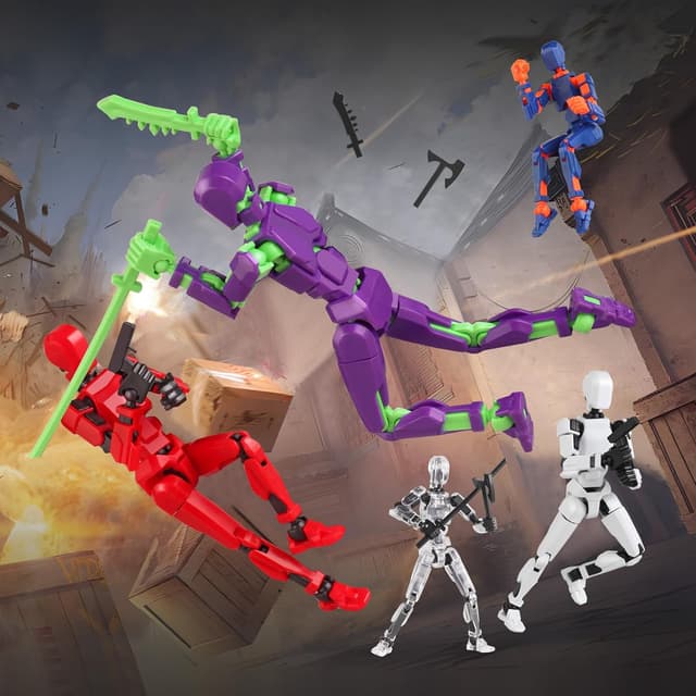 Detalle de 13 Action Figure Set (6PCS) T-Robot 13 by BOZOBO — Articulated, Movable 3D-Printed Titan Figures