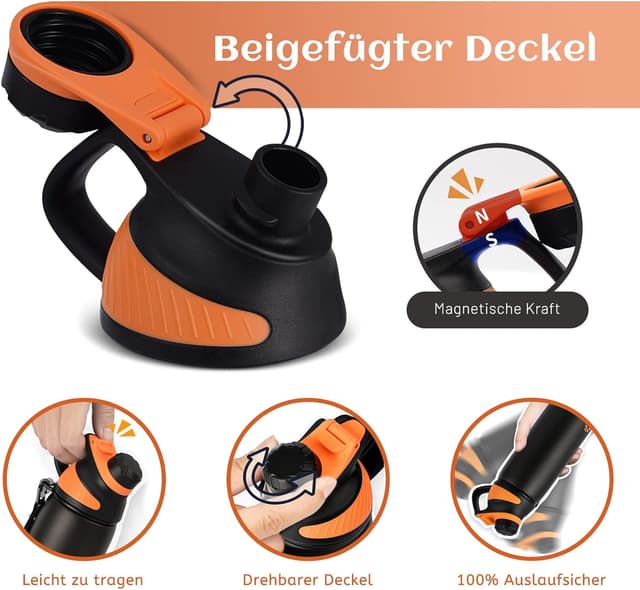 Detalle 2 de Edelstahl-Trinkflasche mit 1.000 ml Deckel