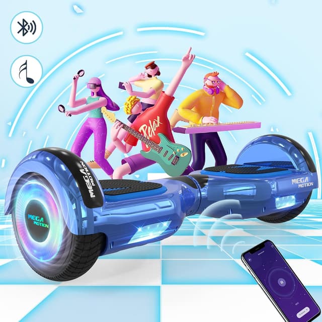 Detalle de MEGA MOTION Hoverboard 6,5 Zoll mit Sitz für Kinder (Bluetooth-Lautsprecher, LED-Radlicht)