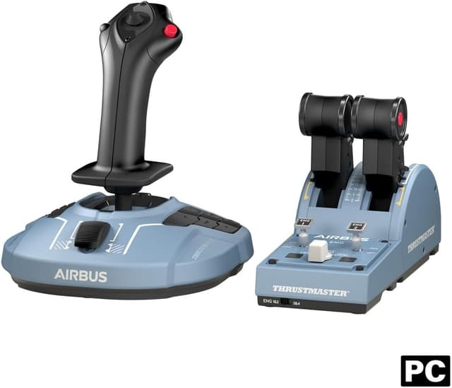 Detalle de Thrustmaster TCA Officer Pack Airbus Edition: replica 1:1 di sidestick e quadrante manetta per PC