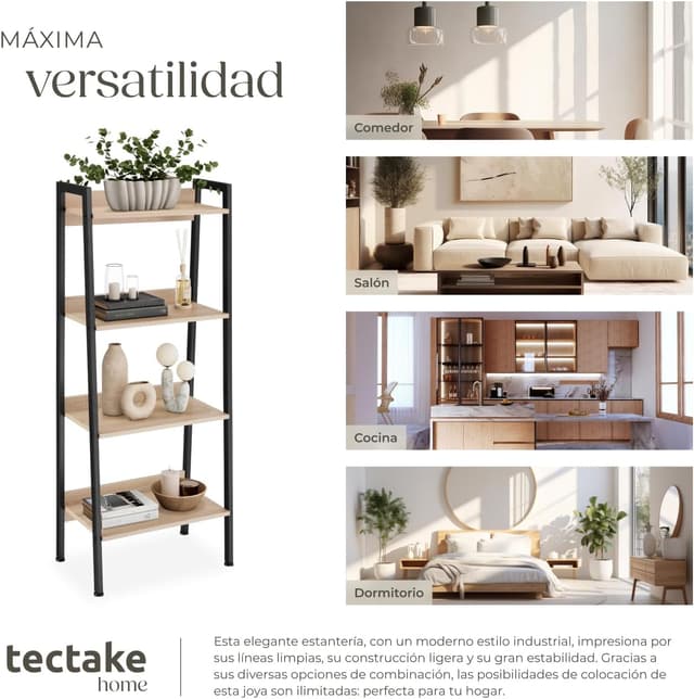 Thumbnail 6 de tectake Estantería libros madera acero 138 cm