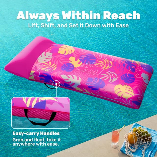 Detalle de Sloosh SLOOSH Inflatable Pool Floats Lounger XL (68" x 34") with Fabric Cover & Headrest