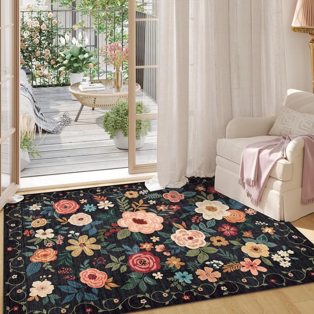 Thumbnail 3 de DUKINO 2x3 Floral Washable Entryway Rug
