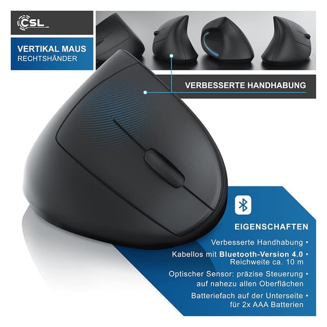 Detalle 2 de CSL Vertikalmaus Bluetooth 10 m đ±