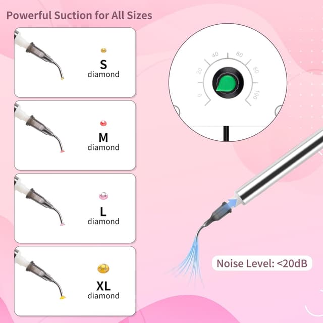 Detalle de JelyArt Vacuum Diamond Painting Pen (Electric, dual-user) with 0–100 suction and wax-free accessories