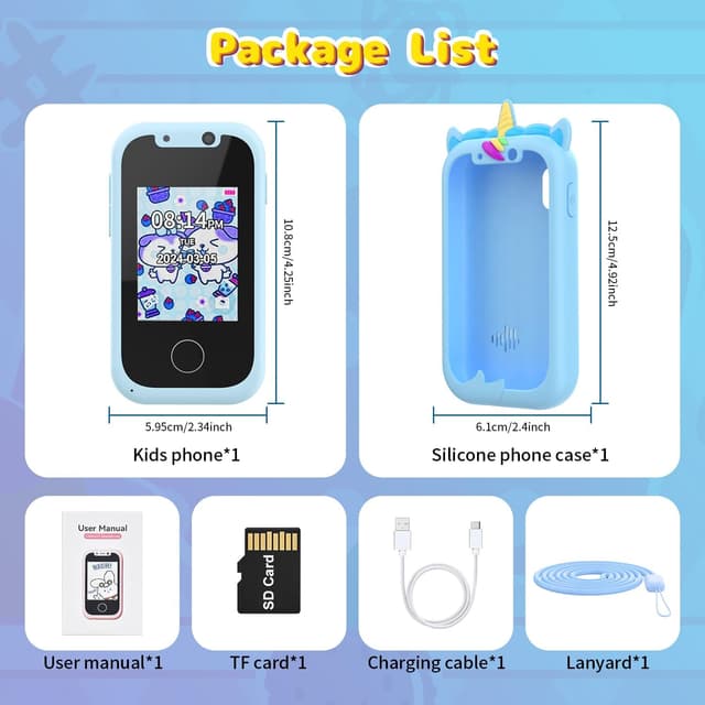 Thumbnail 6 de Ashfly smartphone touchscreen giocattolo per bambini 2,4" con doppia fotocamera, musica e giochi