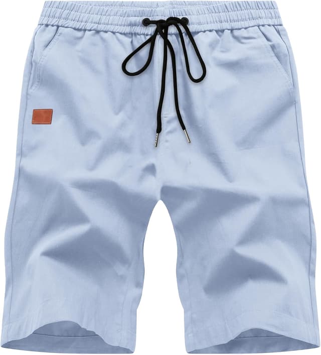 Detalle de TARAINYA Herren-Chino-Shorts aus Baumwolle mit Tunnelzug und Taschen
