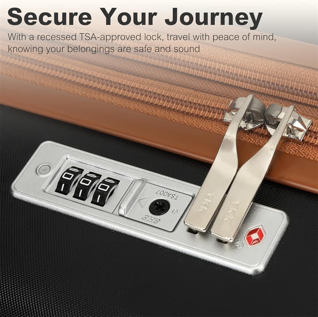 Detalle de KONO valise à roulettes coque rigide ABS/PC avec serrure TSA 4 roues XXL 86 cm noir/marron