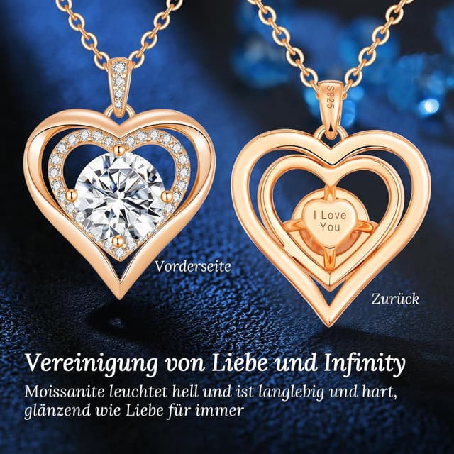 Detalle de Collier cœur infini CDE pour femme – Argent sterling 925 et moissanite