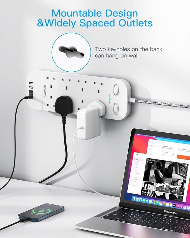 Detalle 2 de Extension Lead 8-Way with 2 USB‑C