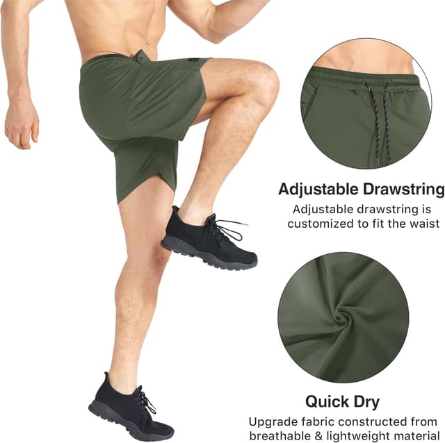 Detalle 1 de BROKIG men’s lightweight gym shorts with quick-dry fabric and zip pocket