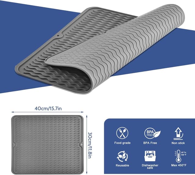 Detalle 2 de KitchenRaku Abtropfmatte 30x40 cm aus Silikon