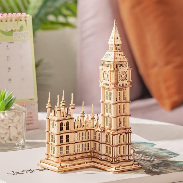 Detalle de RoWood 3D Holzpuzzle Big Ben Modellbausatz mit LED – DIY Bastelset für Erwachsene