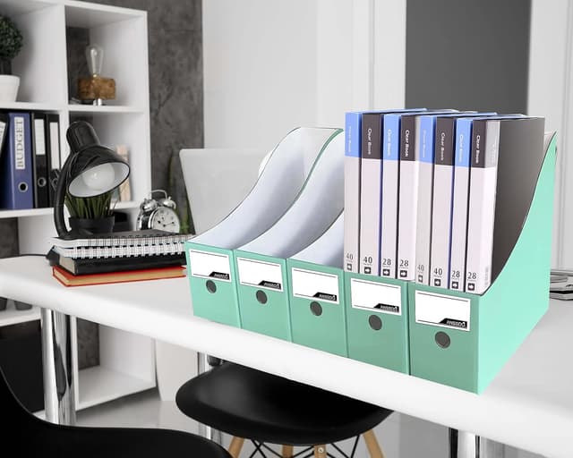 Detalle 2 de ANSSDO Zeitschriftenhalter aus Karton (12er-Set), faltbar – Magazin-Organizer fürs Büro oder die Schule