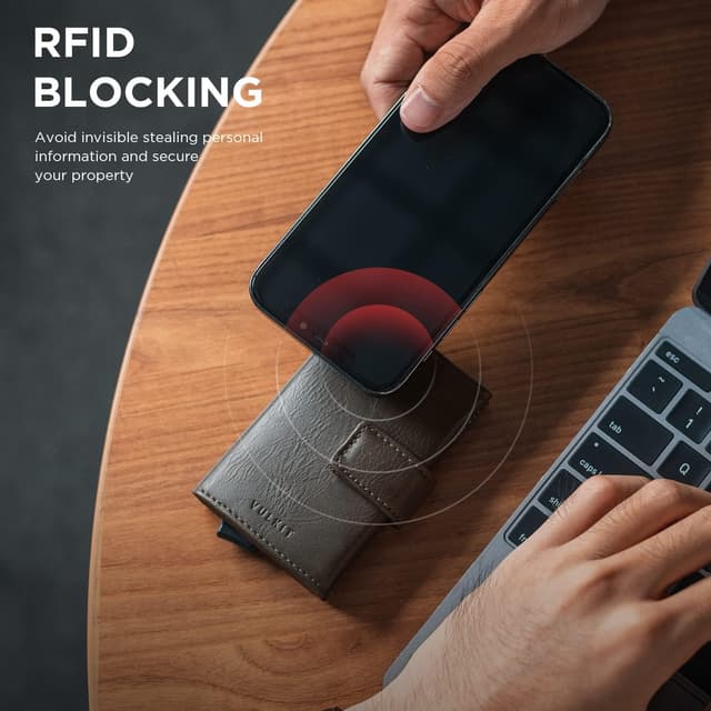 Thumbnail 4 de VULKIT Tarjetero RFID de piel Delgada