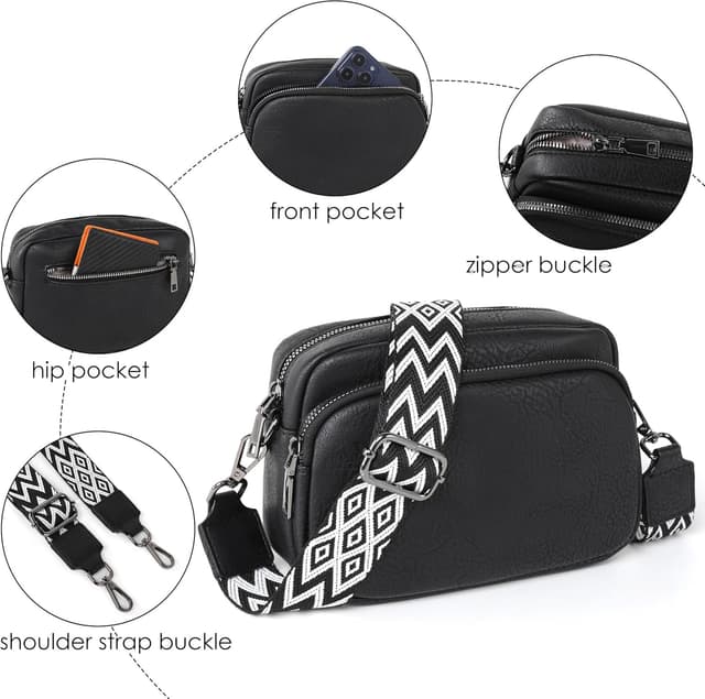 Detalle 2 de TANTOMI Vegan Leather Crossbody Bag for Women – small anti-theft style with adjustable strap