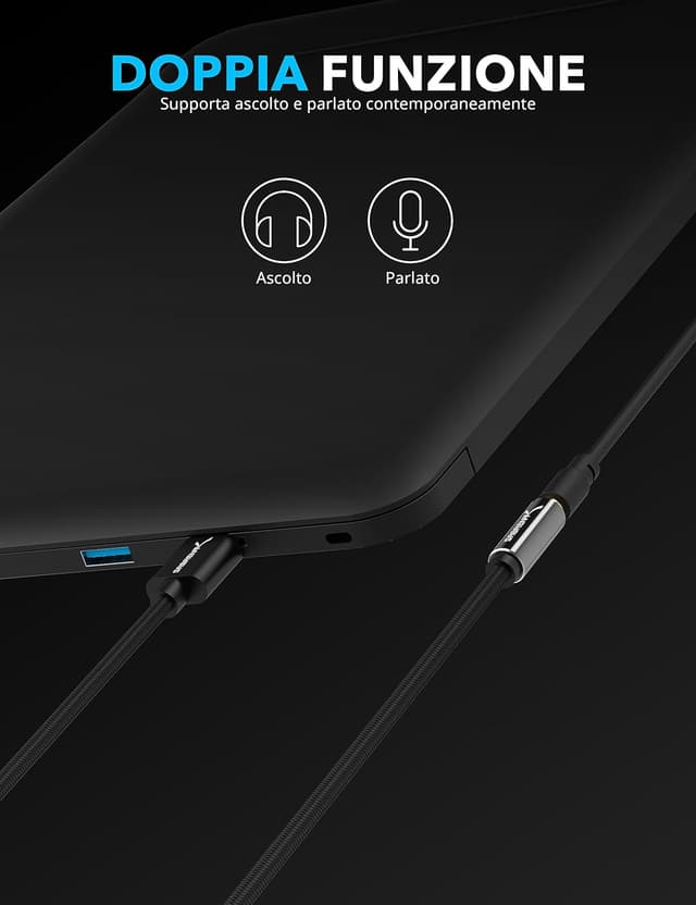 Detalle 2 de Sabrent Adattatore audio USB-A a Jack 3,5 mm TRRS (CB-UA35) con microfono integrato