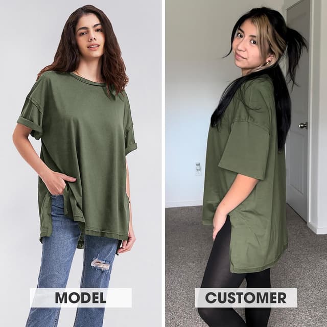 Detalle 2 de EXLURA Women’s Oversized Summer T-Shirts (2026) — Crewneck Maternity & Workout Tunic