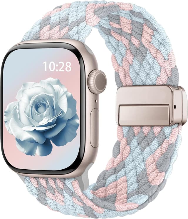 Detalle de Braided Nylon Magnetic Snap Strap for Apple Watch (compatible 38–49mm)