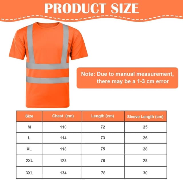 Detalle de AUYAO Maglietta manica corta alta visibilità arancione con strisce riflettenti