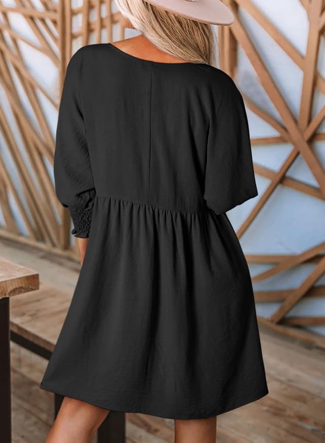 Detalle 2 de Dokotoo Women’s Casual Tunic Dress (Empire Waist, Short Sleeve Babydoll Style)