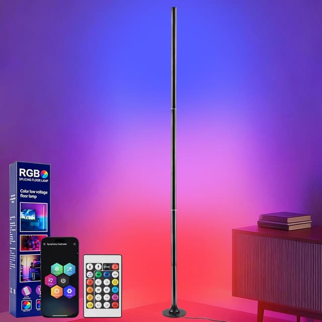 Detalle de sylvwin Lampada da terra LED RGB angolare con controllo APP e telecomando, 16 milioni di colori + sync musica