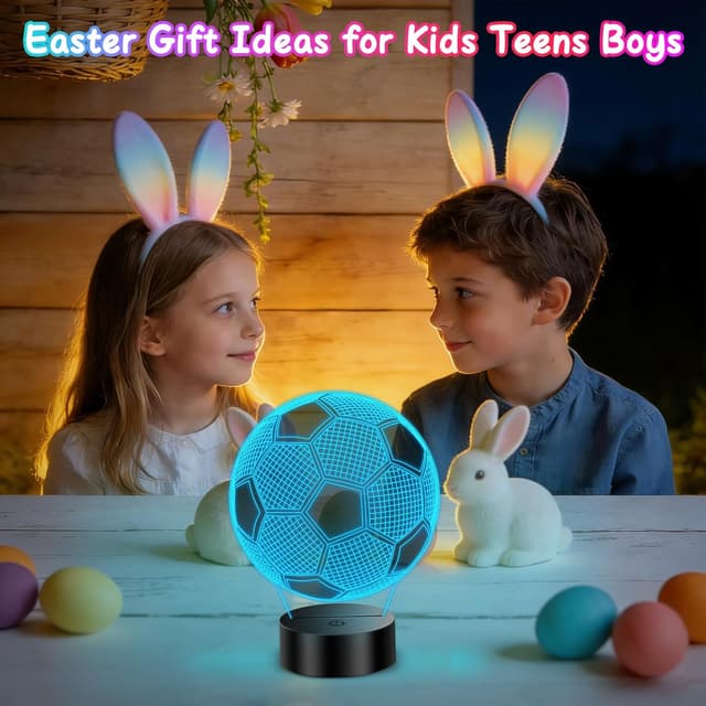 Detalle 2 de Polemera Fußball-Nachtlicht 3D für Kinder mit Fernbedienung, 16 Farben