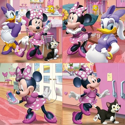 Detalle 1 de Educa Minnie Ayudantes Felices 🧩 Conjunto de 4 Puzzles Progresivos