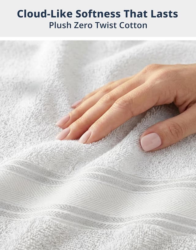 Detalle de Lane Linen 100% Cotton Zero-Twist 4-Pack Bath Towels (28"x54") in White