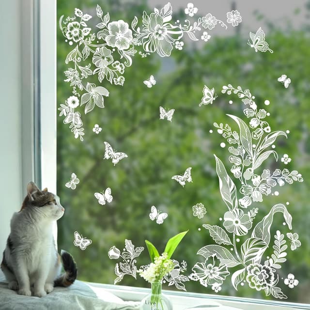 Thumbnail 1 de Supzone Stickers Fenêtre Fleurs Papillons