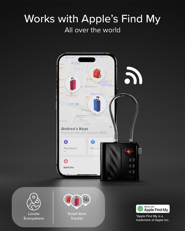 Detalle 2 de SBS Track My Lock candado TSA con Find My
