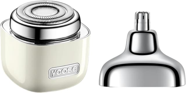 Detalle de Yoose 2 in 1 tagliapeli naso e rasoio elettrico ricaricabile USB-C (IPX7) con testine intercambiabili