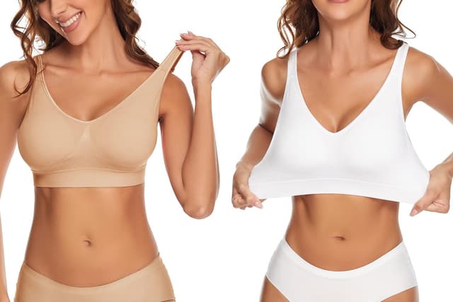 Detalle 2 de Amazingjoys non-wired seamless bras for women with removable pads (3-pack)
