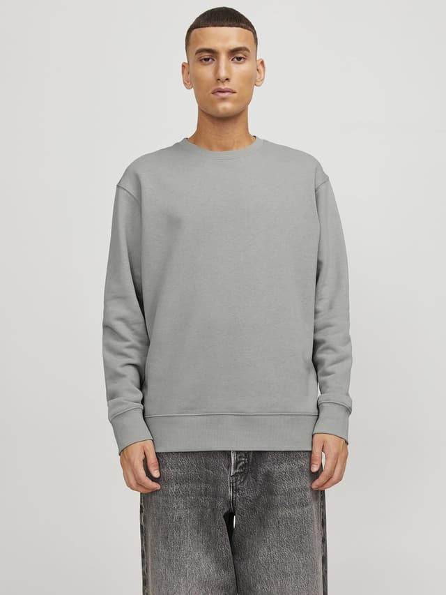 Detalle de Jack & Jones Sweatshirt Plain da uomo in felpa: girocollo e maniche sovrapposte