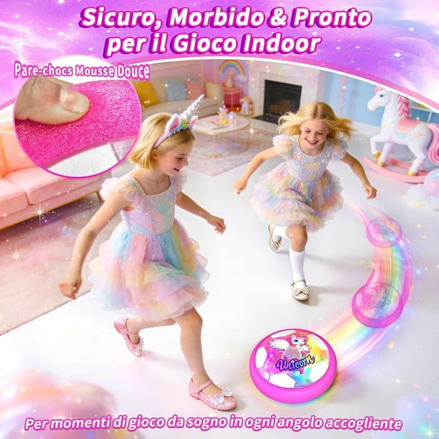 Detalle de Unicorno pallone da calcio luminoso a base d’aria Giochi Bambina (3-12 anni) – regalo a tema licorna