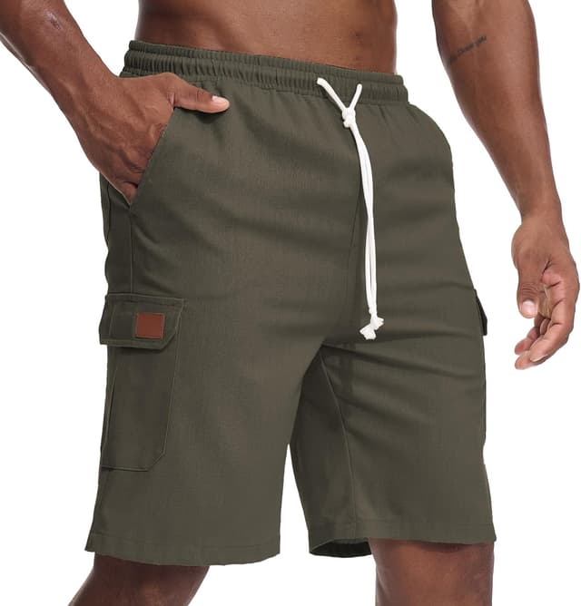 Thumbnail 6 de Zetieny Herren Leinen-Shorts Casual für Sommer – atmungsaktiv mit elastischem Bund und 5 Taschen