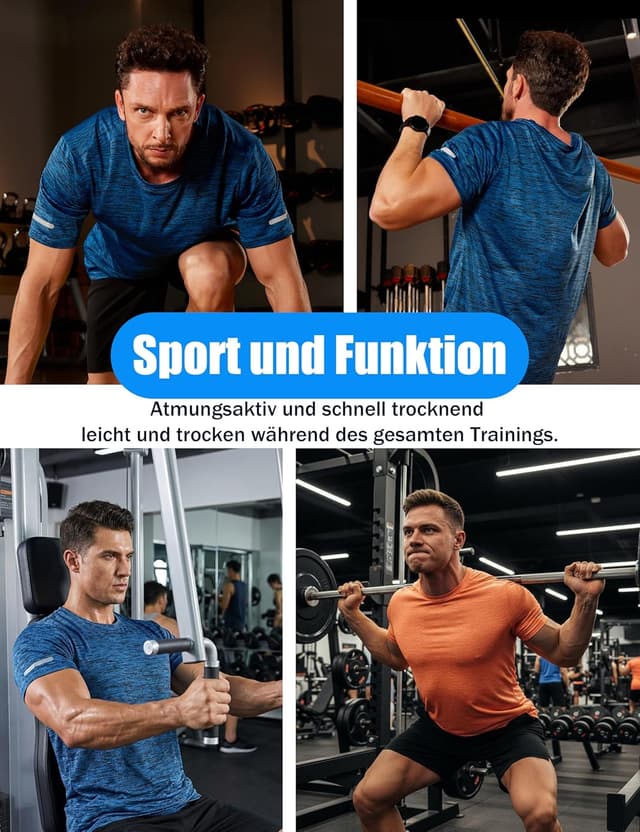 Detalle 2 de MAGCOMSEN Herren Sportshirt Kurzarm – schnelltrocknendes Lauf- und Funktionsshirt aus Polyester