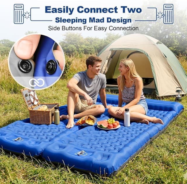 Detalle de JATEKA Materassino Campeggio Singolo Gonfiabile Extra Largo 83 cm con cuscino integrato