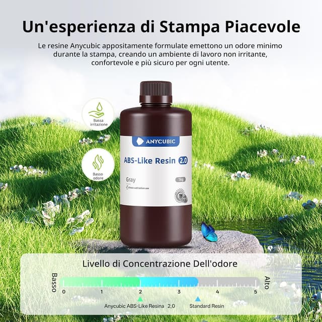 Detalle 2 de ANYCUBIC ABS-Like Resin 2.0 (1 kg) resina trasparente per stampanti 3D LCD, polimerizzazione rapida