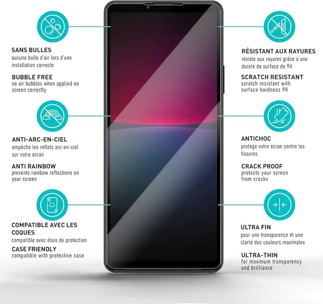Detalle 2 de smartect Verre Trempé 9H (lot de 3) pour Sony Xperia 10 IV – Protection d’écran anti-rayures sans bulles