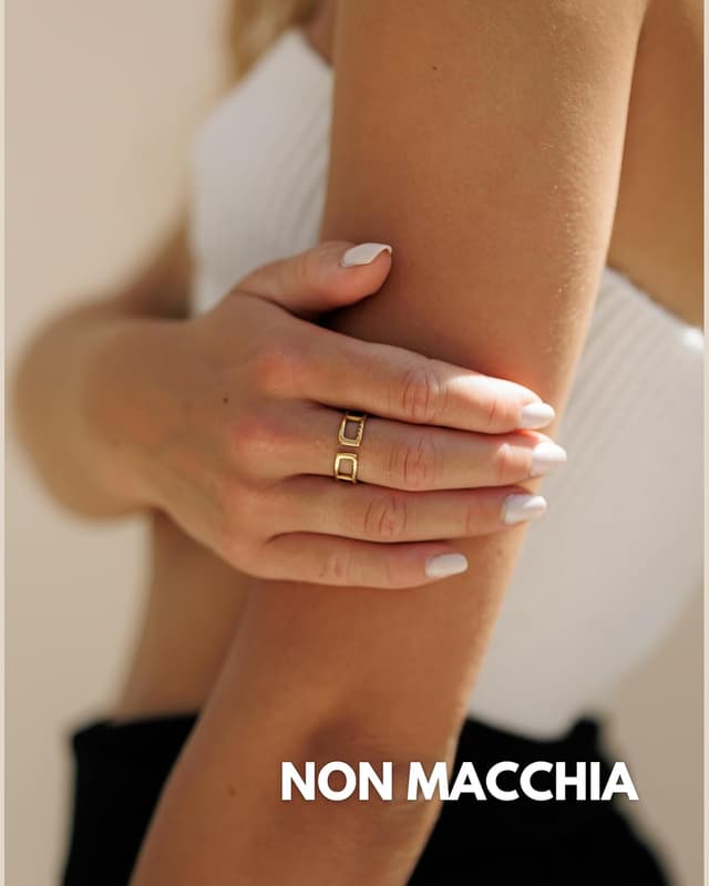 Detalle de GD GOOD.designs EST. 2015 Anello da donna regolabile doppio in acciaio inossidabile impermeabile (aperto)