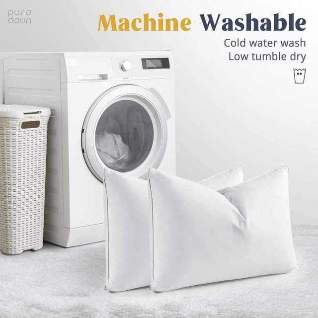 Thumbnail 5 de puredown Goose Feathers & Down White Pillows 100% Cotton Cover King Set of 2