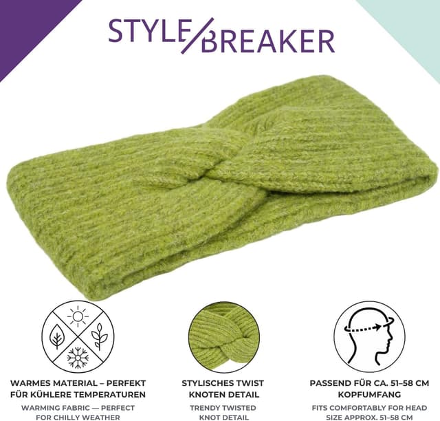 Detalle 2 de styleBREAKER Diadema de punto marrón jaspeado 11 cm